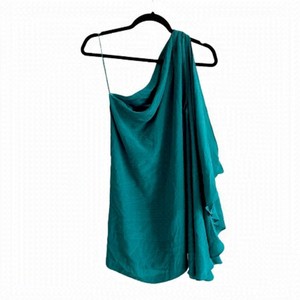 Olivaceous Silk Sleeveless Oversized Blouse Green M